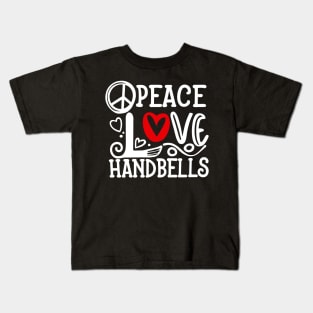 Peace Love Handbells Red Heart Peace Design Kids T-Shirt